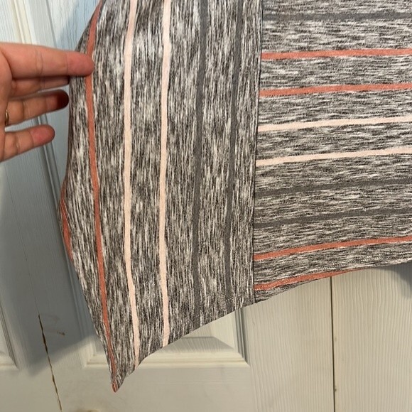 PURE JILL Size Medium Gray Tunic Peach Stripes Crewneck Pullover Modal Cotton - Picture 2 of 7